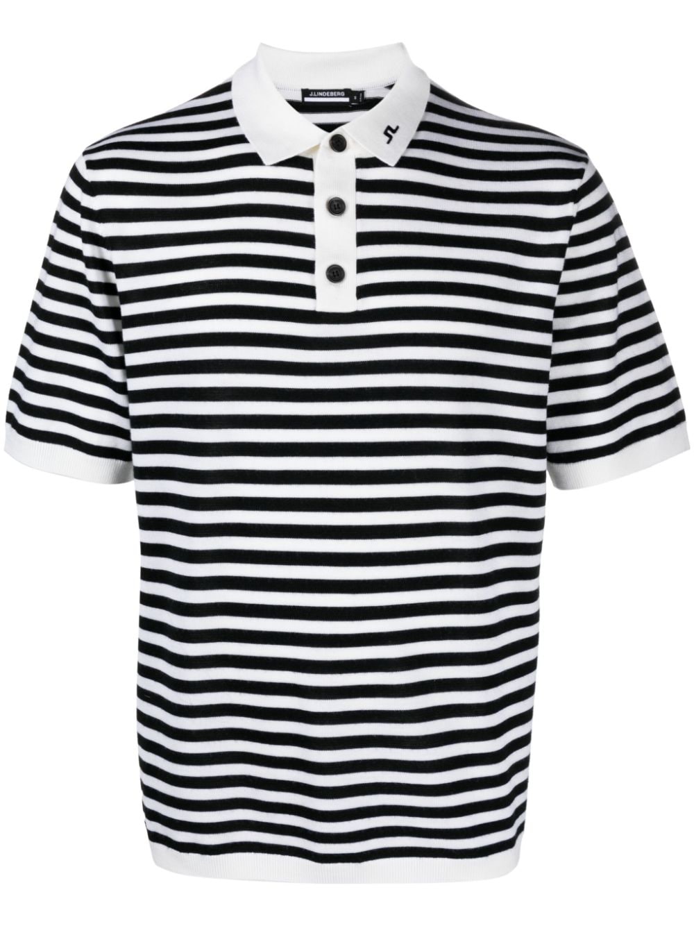 J LINDEBERG Darrel striped knitted polo shirt - Black von J LINDEBERG