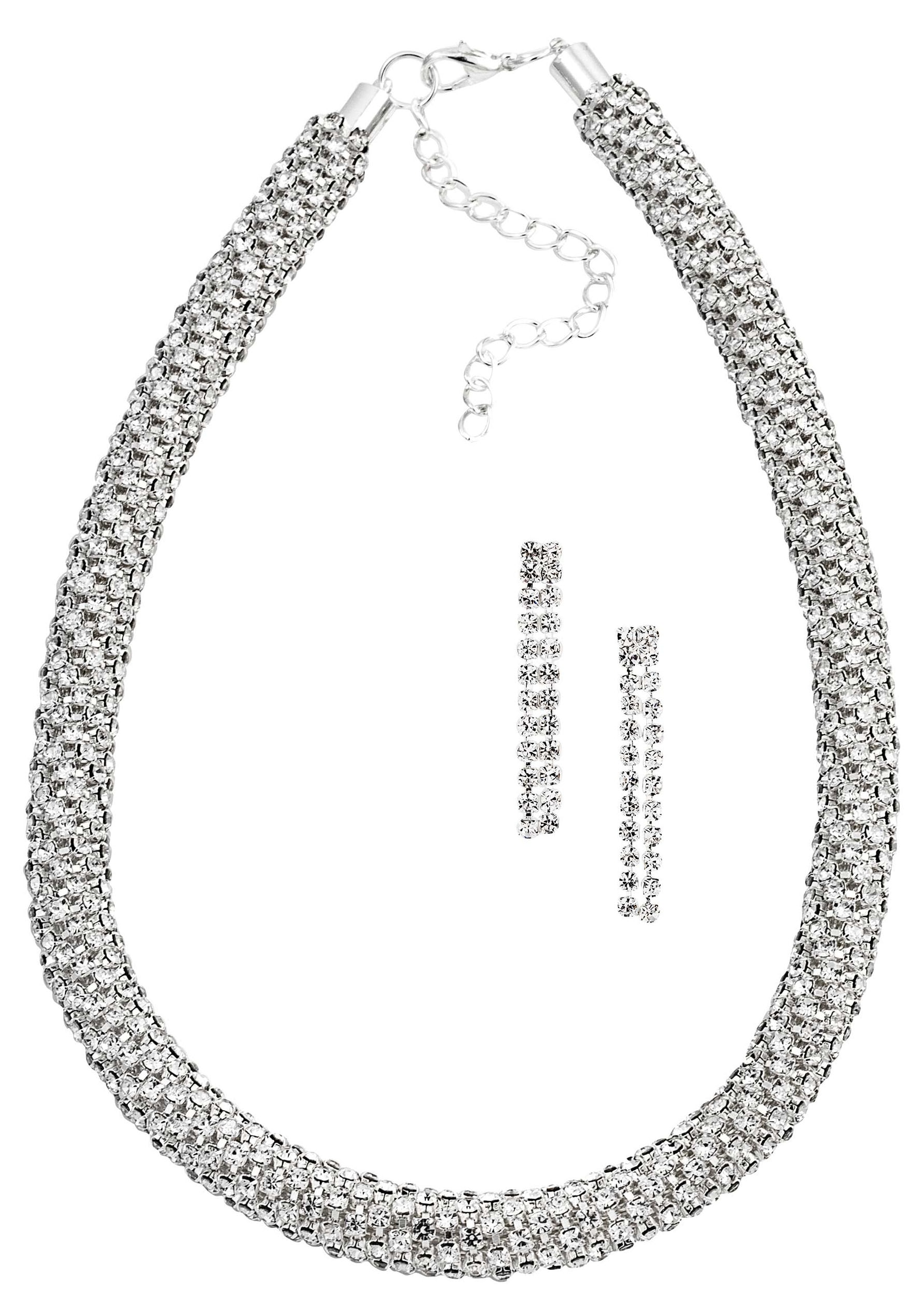 Firetti Ohrring und Ketten Set »Strass-Schmuckset, edel, elegant und glamourös«, (Set, 3 tlg.), mit Glasstein von Firetti