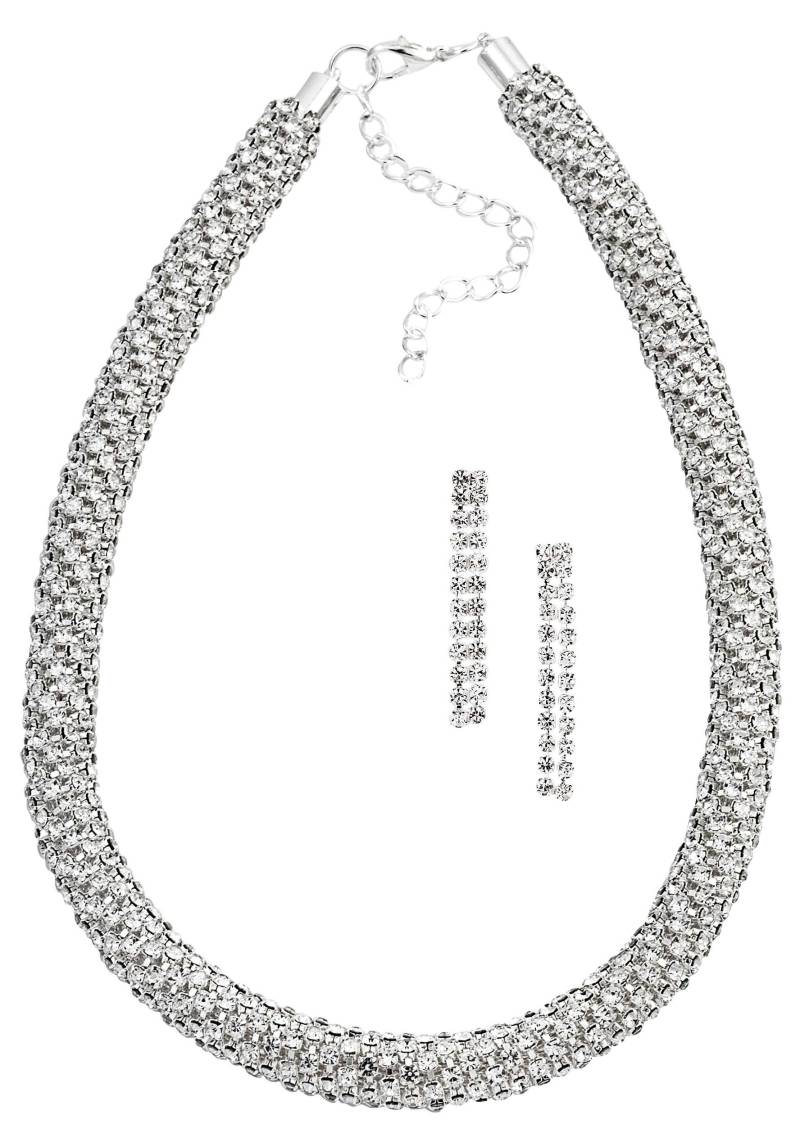 Firetti Ohrring und Ketten Set »Strass-Schmuckset, edel, elegant und glamourös«, (Set, 3 tlg.), mit Glasstein von Firetti