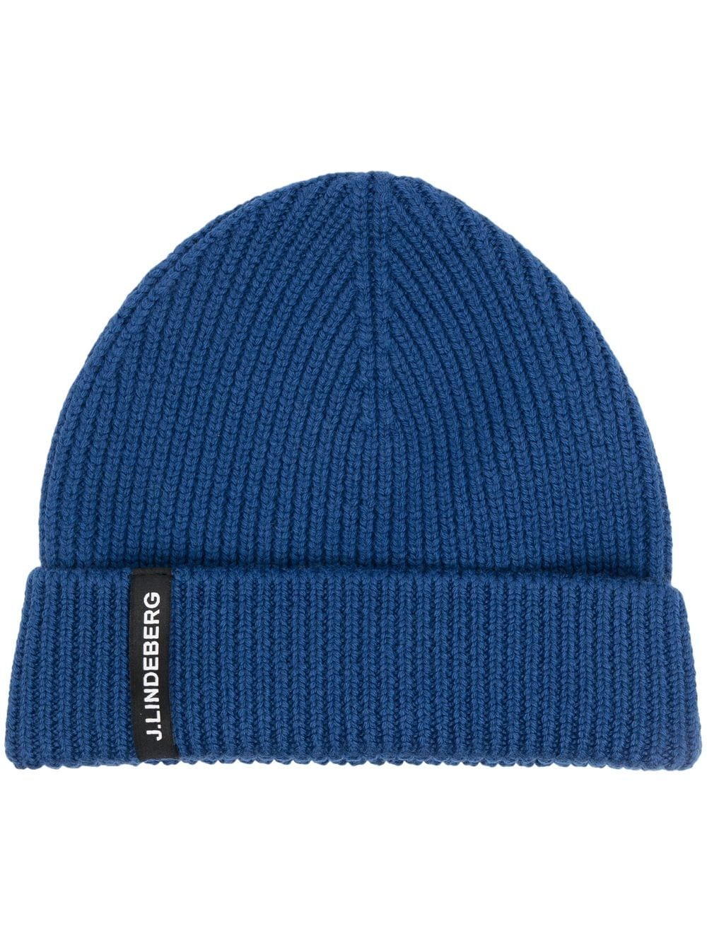 J.Lindeberg Juan logo-patch merino beanie - Blue von J.Lindeberg