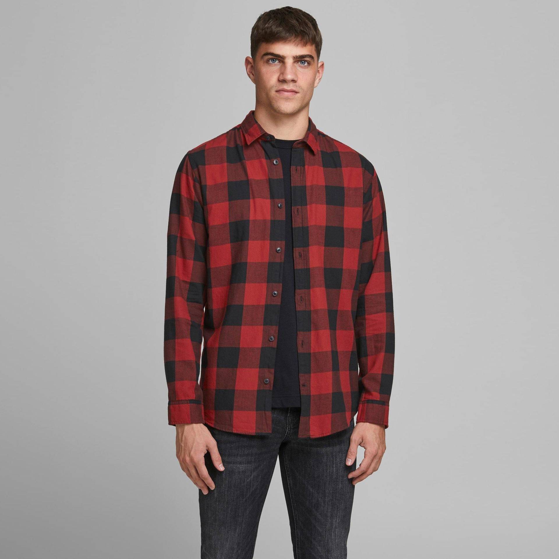 Hemd, Langarm Herren Rot L von JACK & JONES