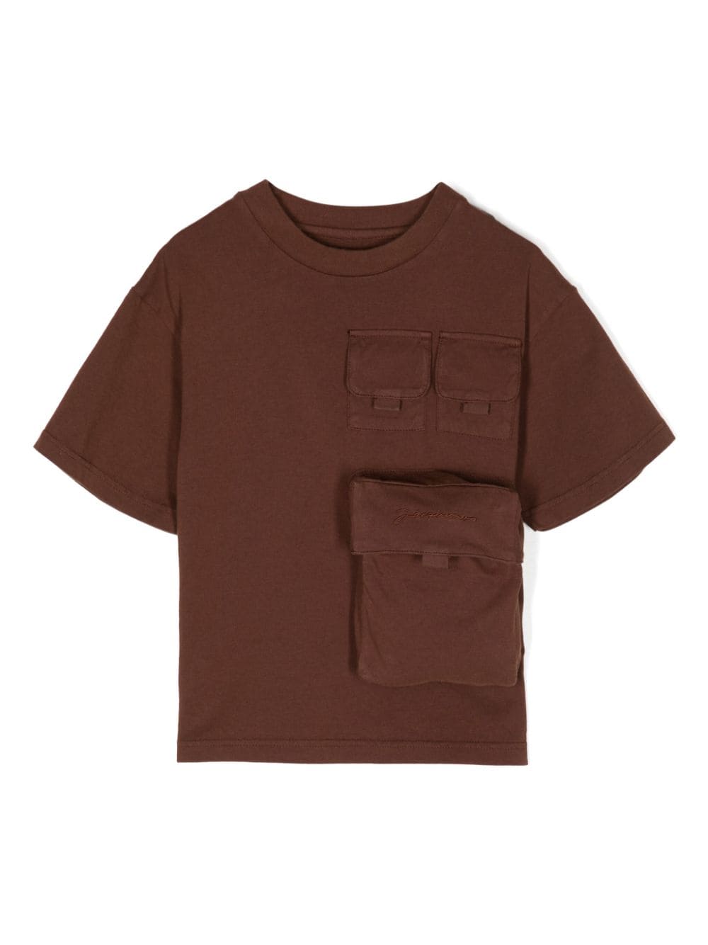 JACQUEMUS L'ENFANT Le Bolso pocket-detail cotton T-shirt - Brown von JACQUEMUS L'ENFANT