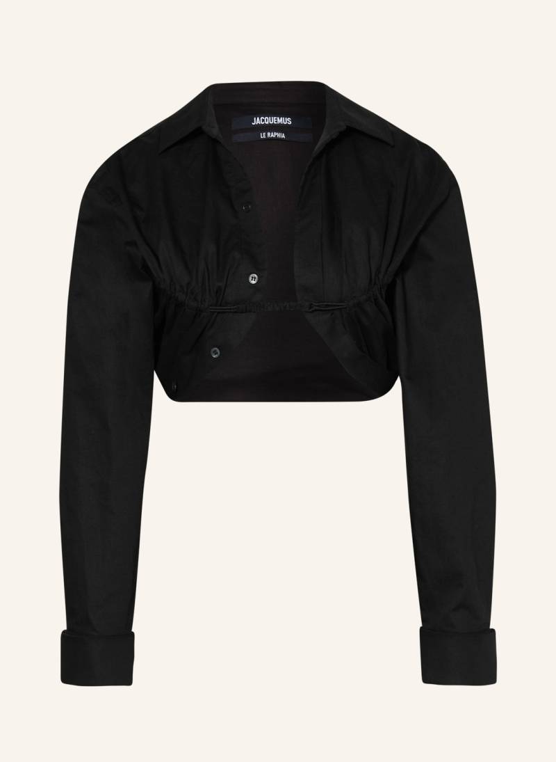 Jacquemus Cropped-Blusenshirt La Chemise Machou Mit Leinen schwarz von JACQUEMUS