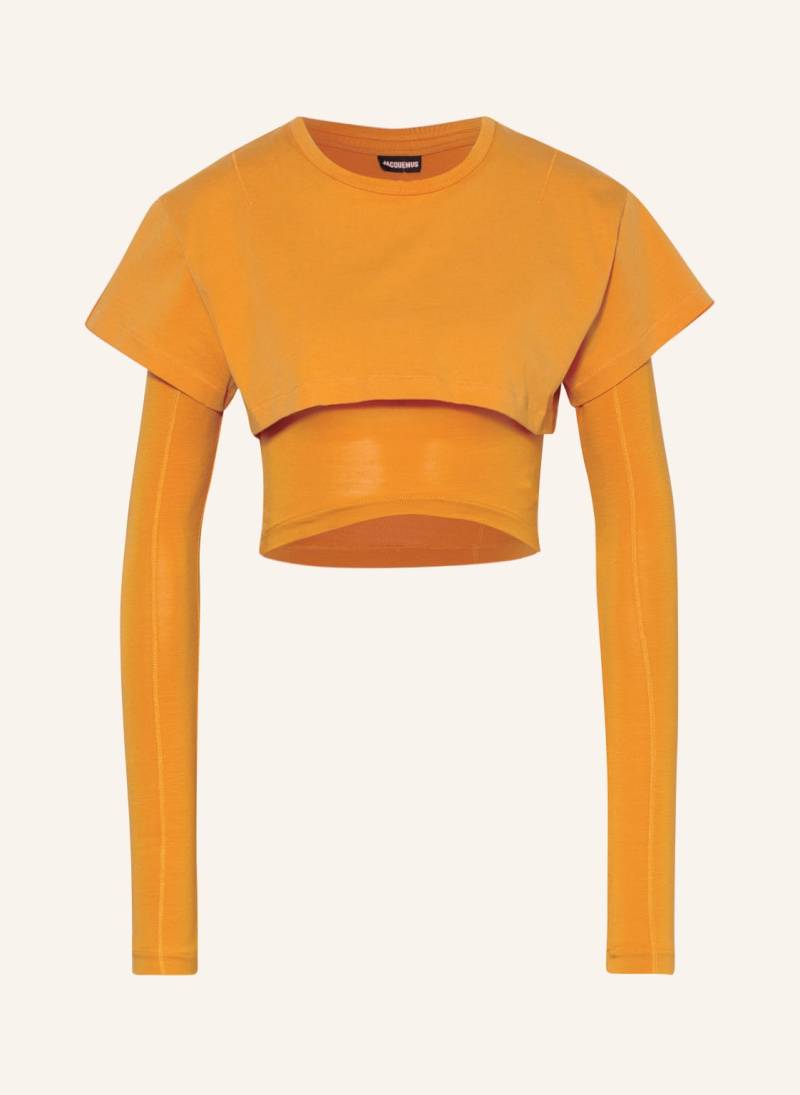 Jacquemus Cropped-Longsleeve Le Double T-Shirt orange von JACQUEMUS