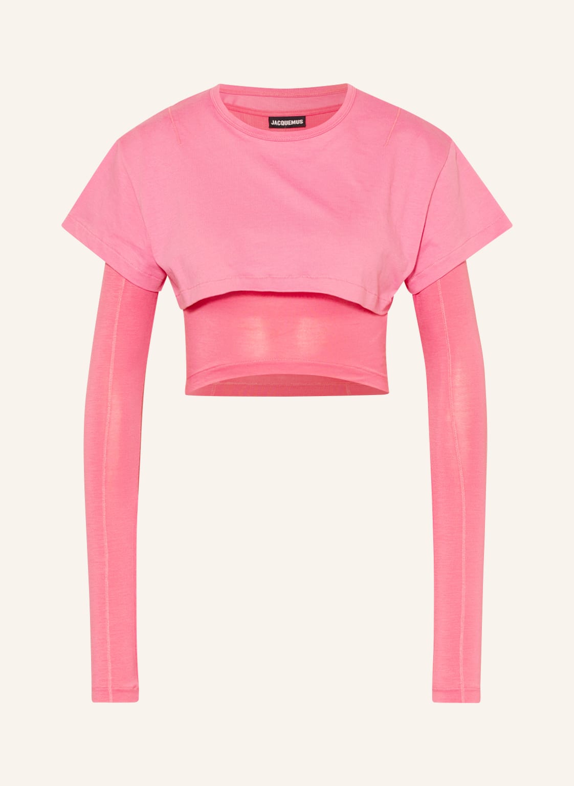 Jacquemus Cropped-Longsleeve Le Double T-Shirt pink von JACQUEMUS
