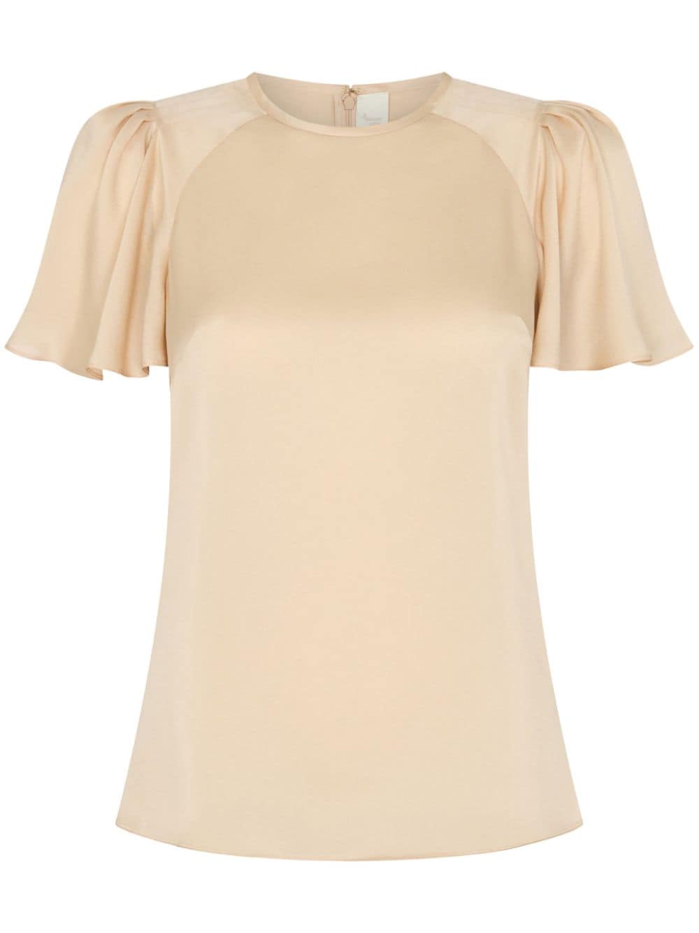 JANE drape-sleeve silk blouse - Neutrals