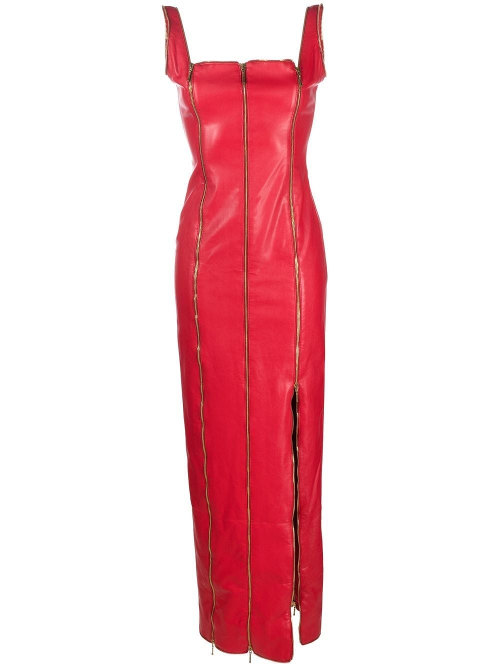 JEAN-LOUIS SABAJI zip-detail faux leather maxi dress - Red von JEAN-LOUIS SABAJI