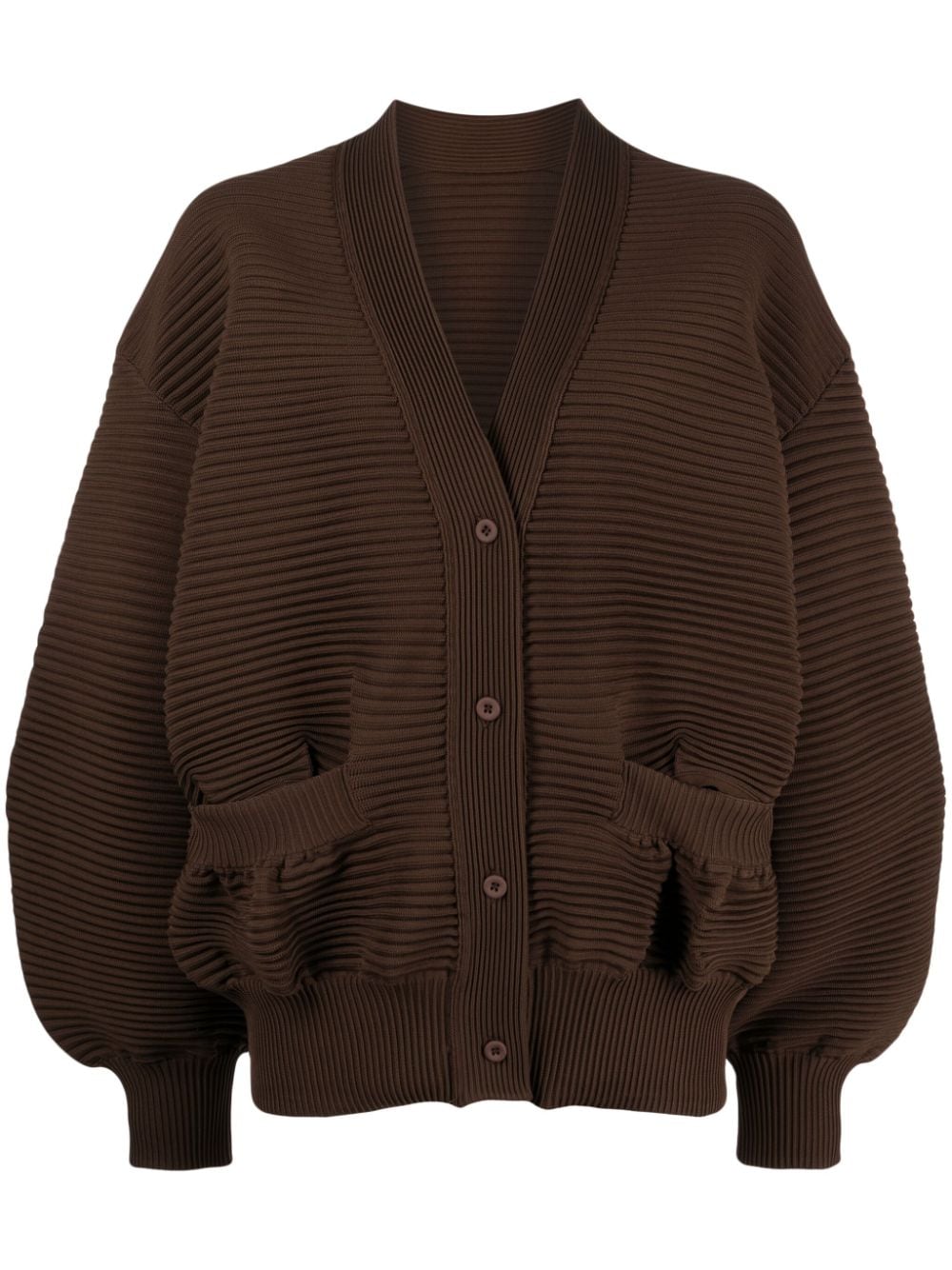 JNBY balloon-sleeve ribbed cardigan - Brown von JNBY