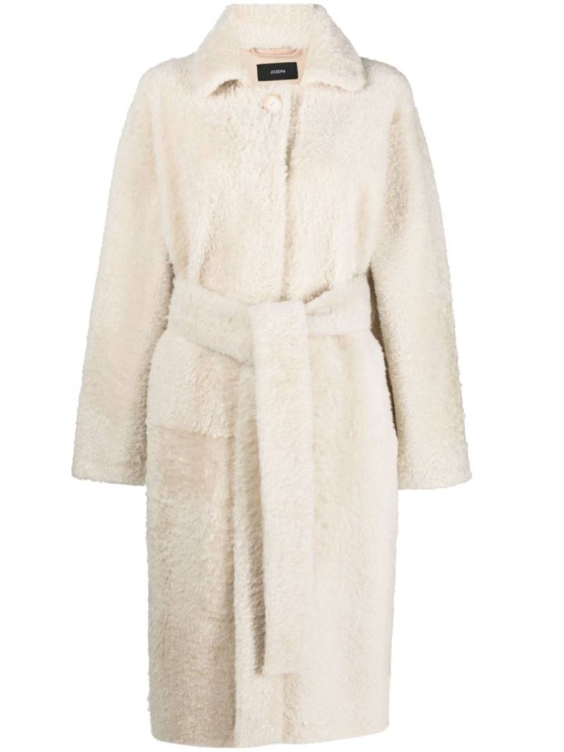 JOSEPH belted shearling coat - White von JOSEPH