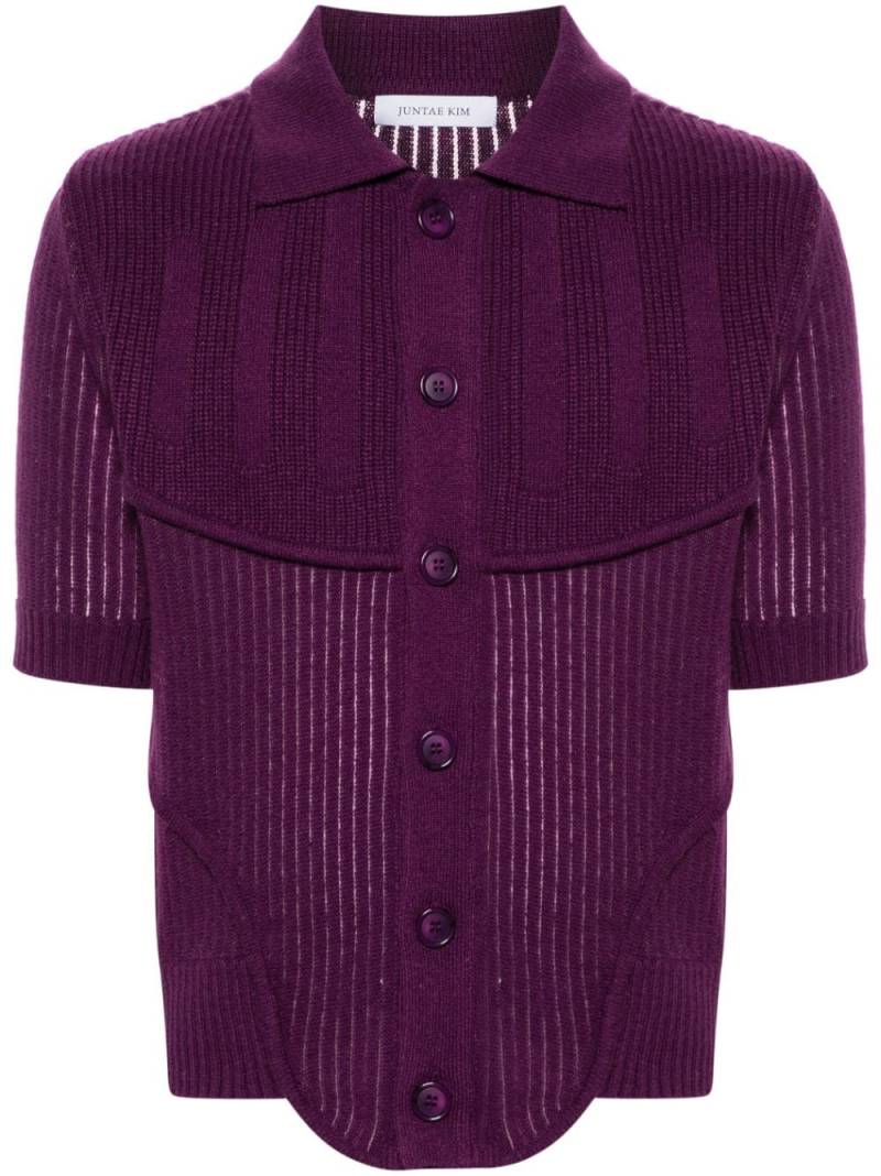 JUNTAE KIM ribbed-knit short-sleeve cardigan - Purple von JUNTAE KIM