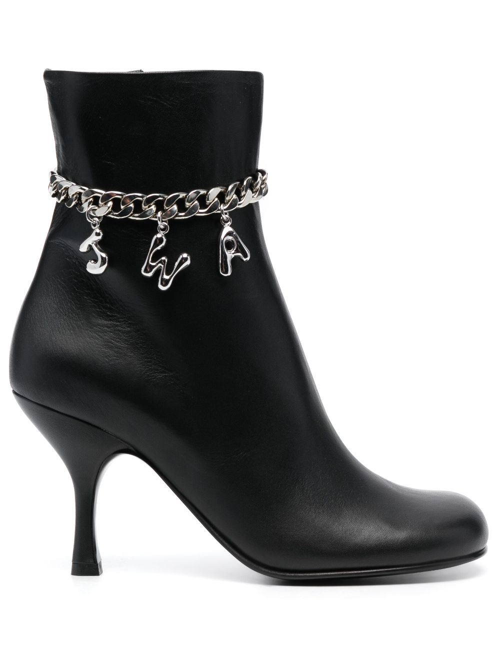 JW Anderson 80mm logo-embellished leather boots - Black von JW Anderson