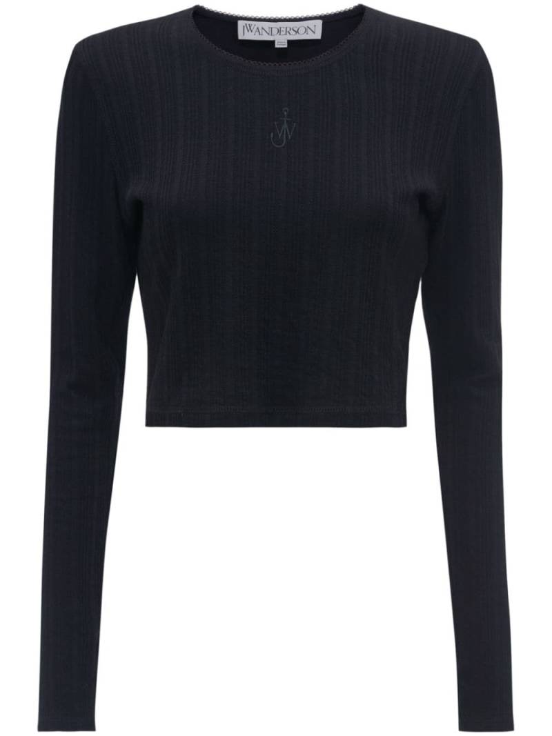 JW Anderson Anchor-embroidered cropped top - Black von JW Anderson