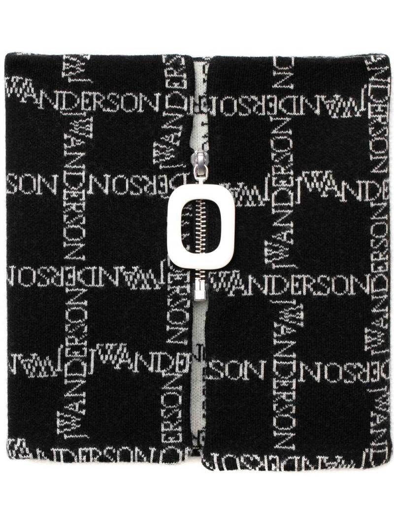 JW Anderson logo-grid zip-up neckband - Black von JW Anderson