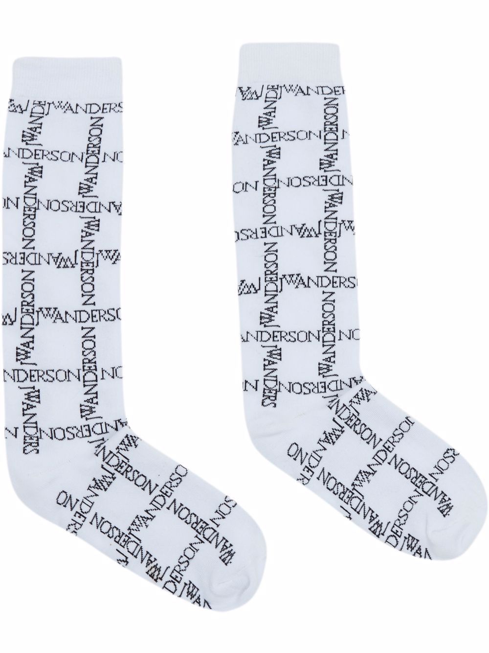 JW Anderson logo grid-print socks - White von JW Anderson