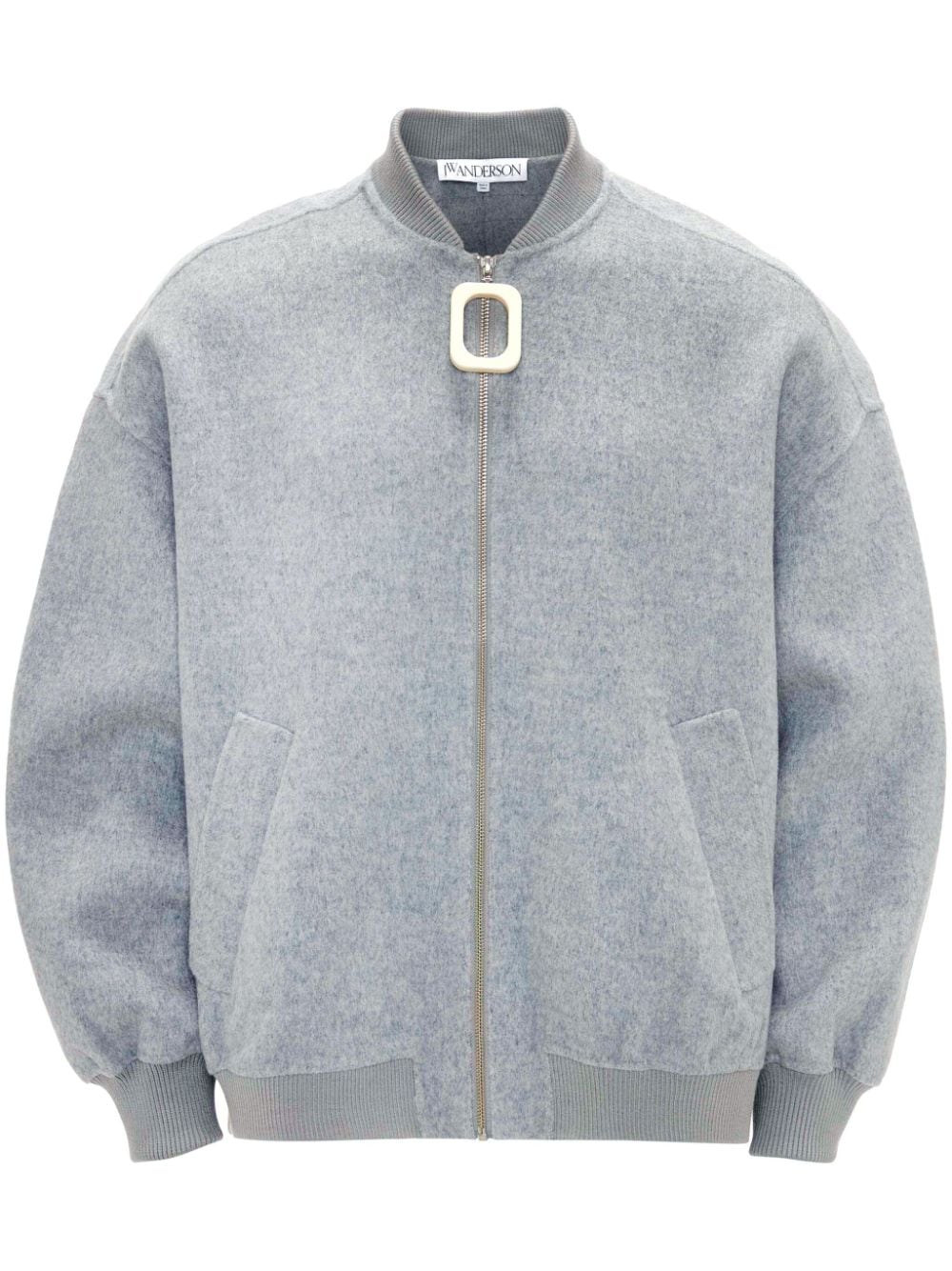 JW Anderson OVERSIZED WOOL BOMBER JACKET WITH LOGO PATCH - Grey von JW Anderson