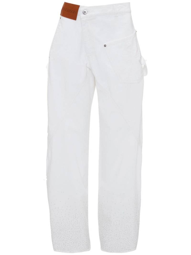 JW Anderson Twisted Workwear crystal-embellished jeans - White von JW Anderson