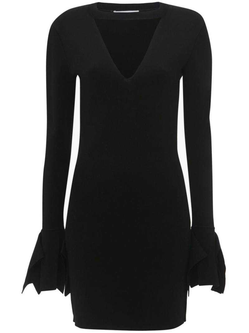 JW Anderson V-neck flounce-sleeve minidress - Black von JW Anderson