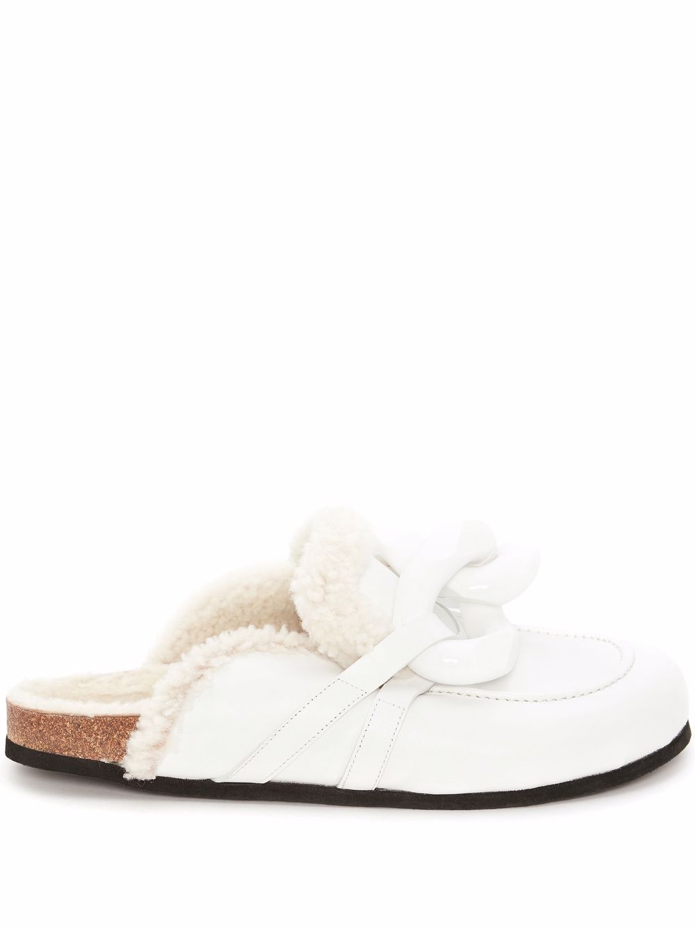 JW Anderson Chain shearling loafer mules - White von JW Anderson