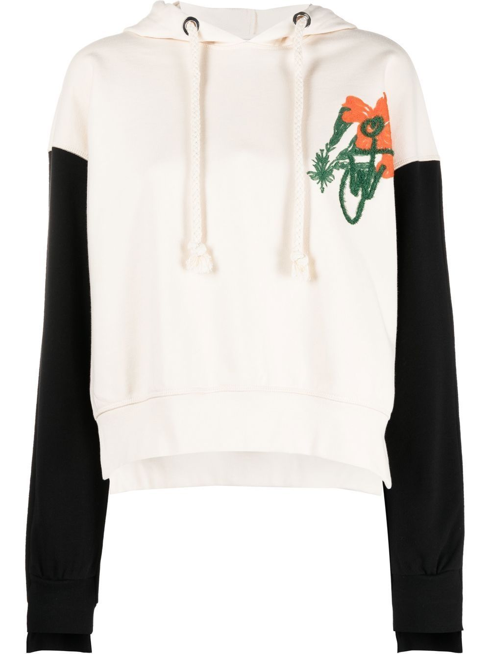 JW Anderson floral-embroidered contrast-sleeve hoodie - Neutrals von JW Anderson
