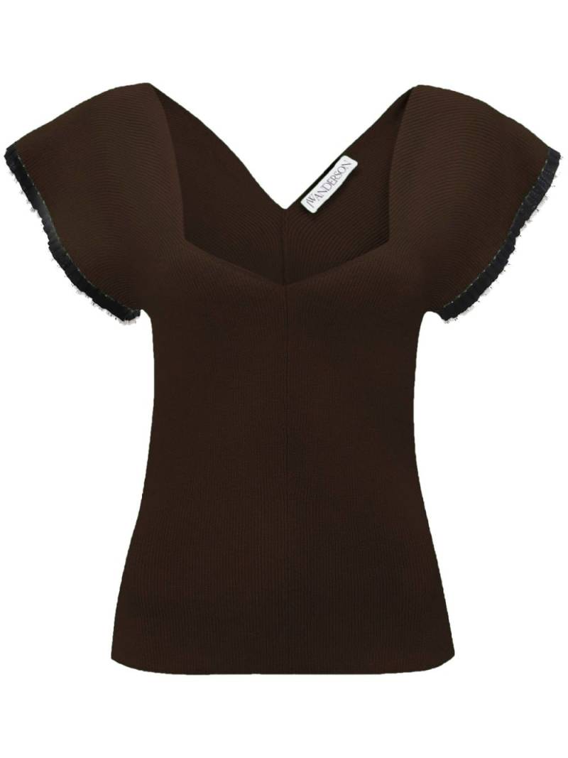 JW Anderson frilled ribbed-knit top - Brown von JW Anderson