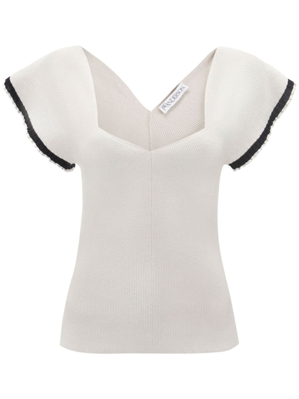 JW Anderson frilled ribbed-knit top - Neutrals von JW Anderson