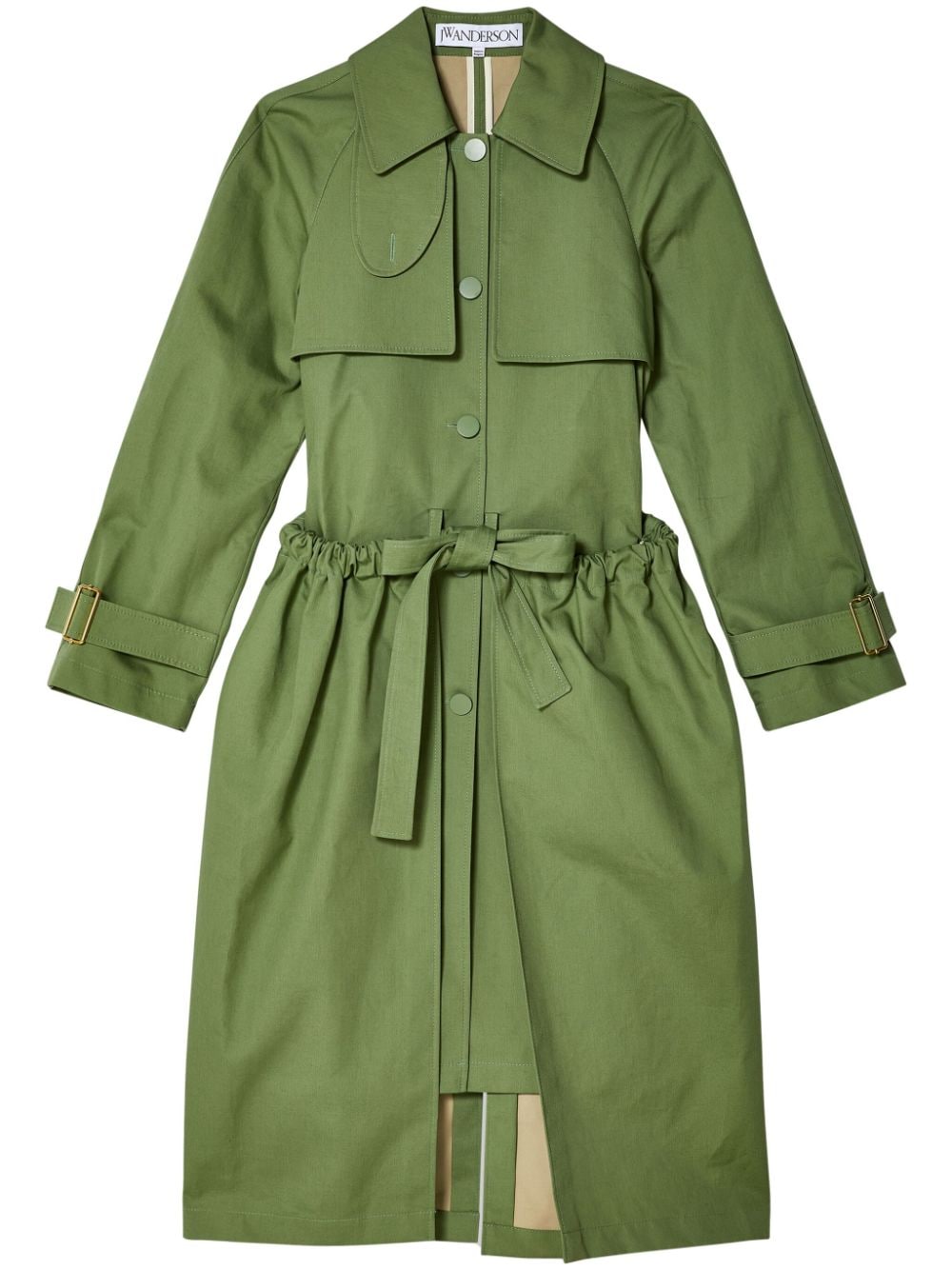 JW Anderson gathered-detail belted trench coat - Green von JW Anderson