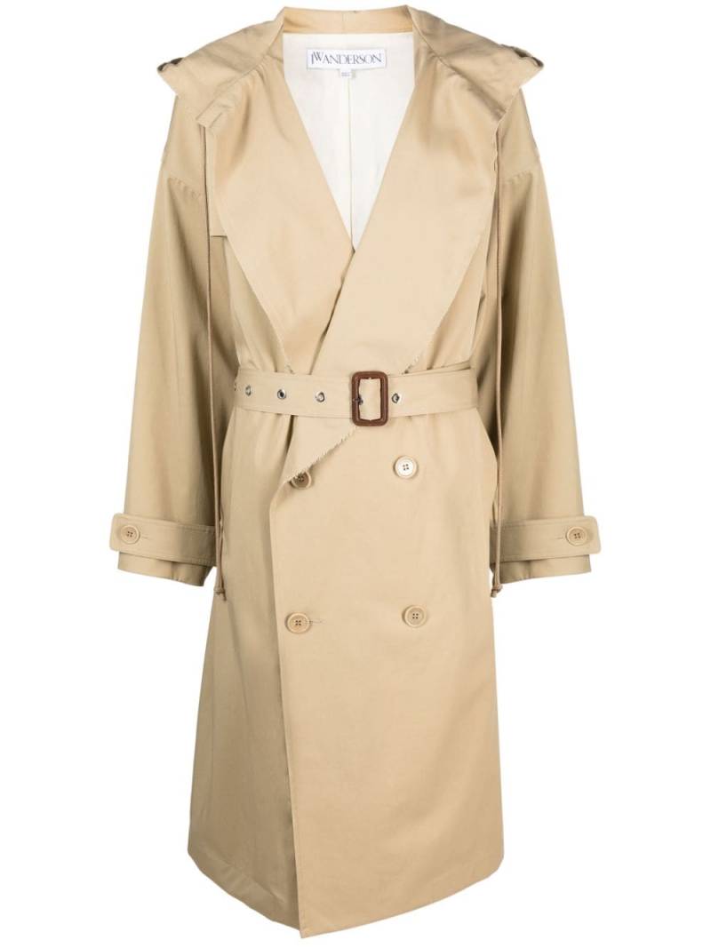 JW Anderson hooded double-breasted trench coat - Neutrals von JW Anderson