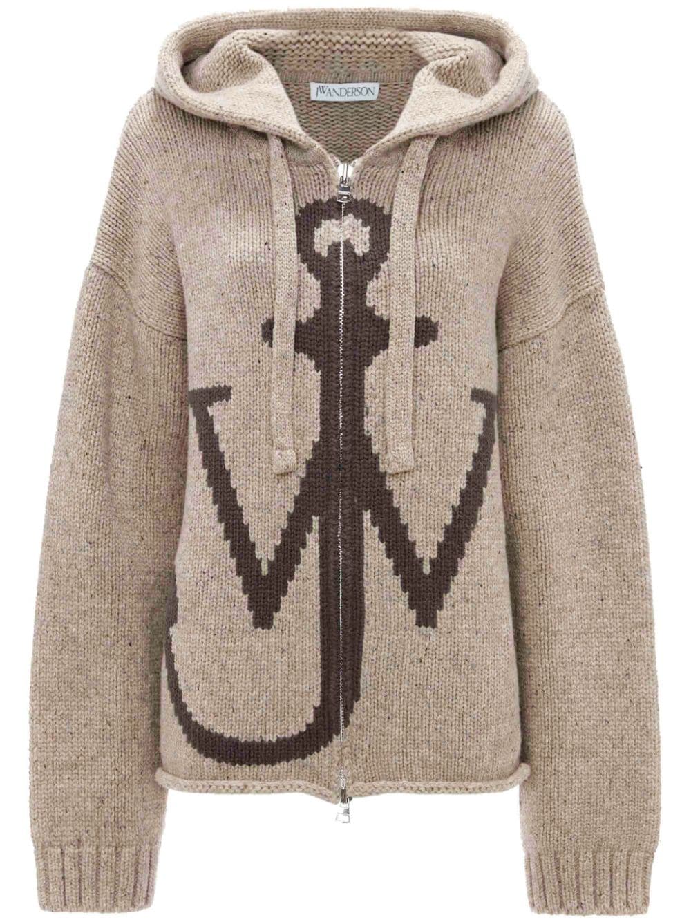 JW Anderson intarsia-knit hooded cardigan - Neutrals von JW Anderson