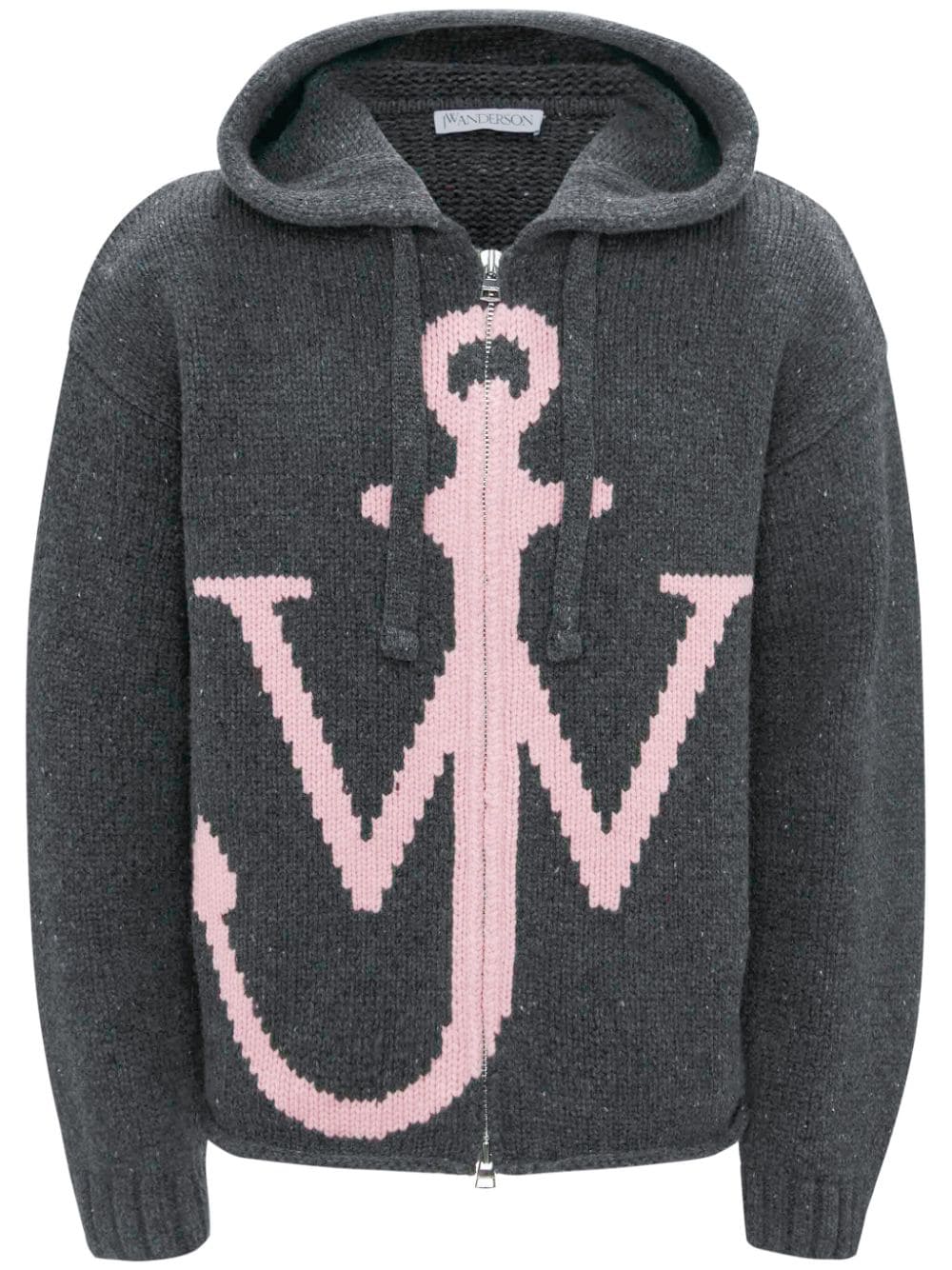 JW Anderson intarsia knit-logo hooded sweatshirt - Grey von JW Anderson