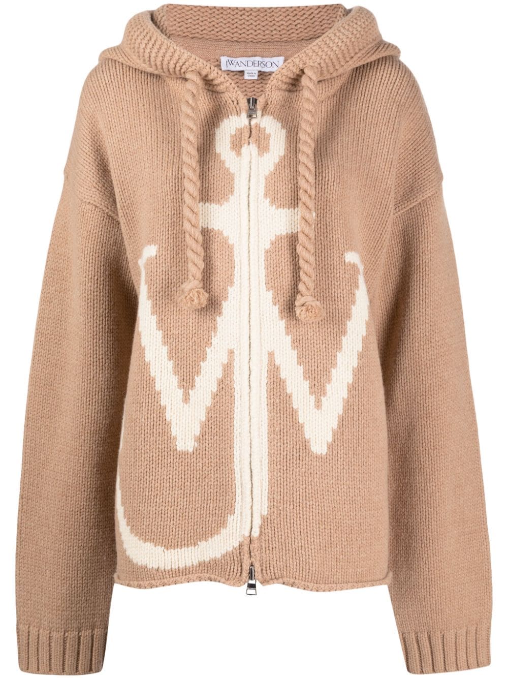 JW Anderson intarsia-logo zip-fastening hoodie - Brown von JW Anderson