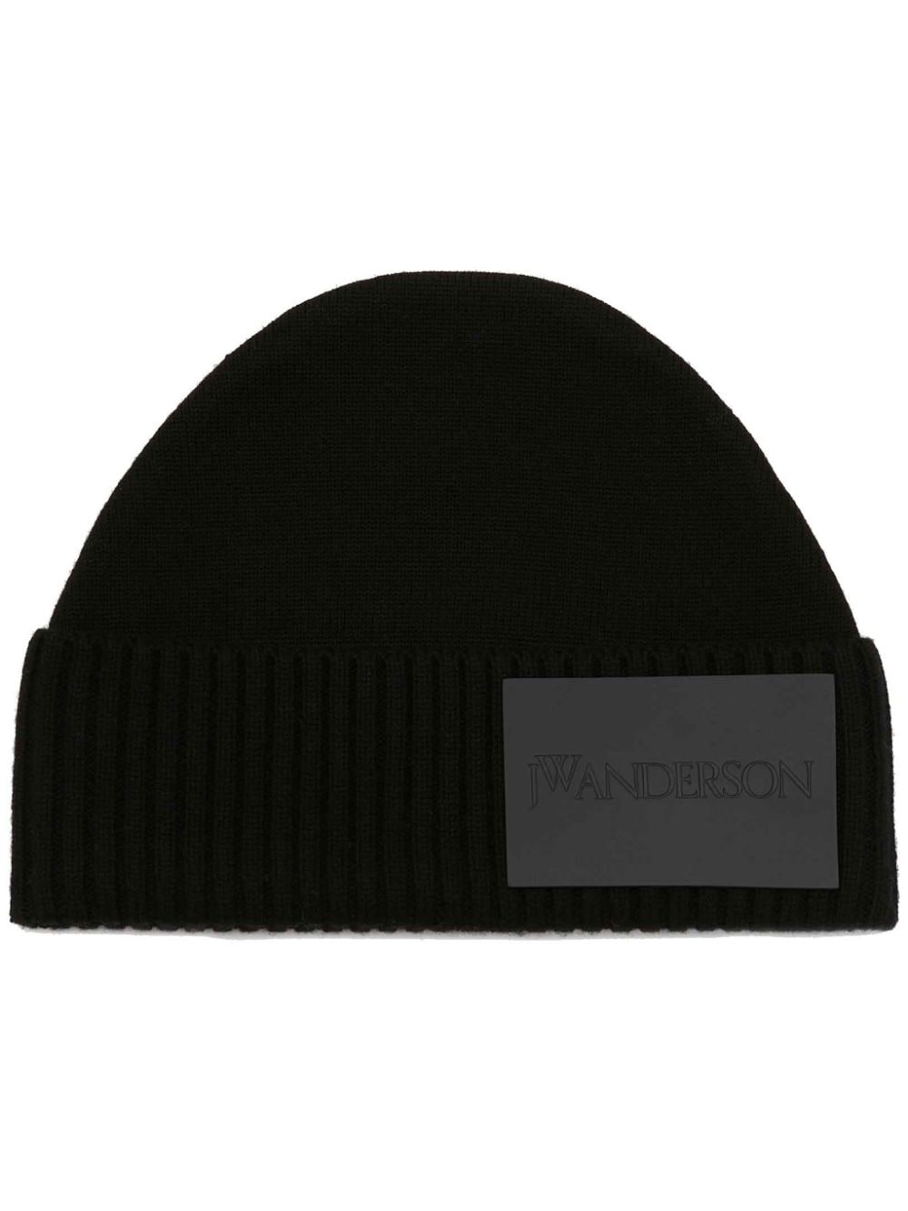 JW Anderson logo-appliqué wool beanie - Black von JW Anderson