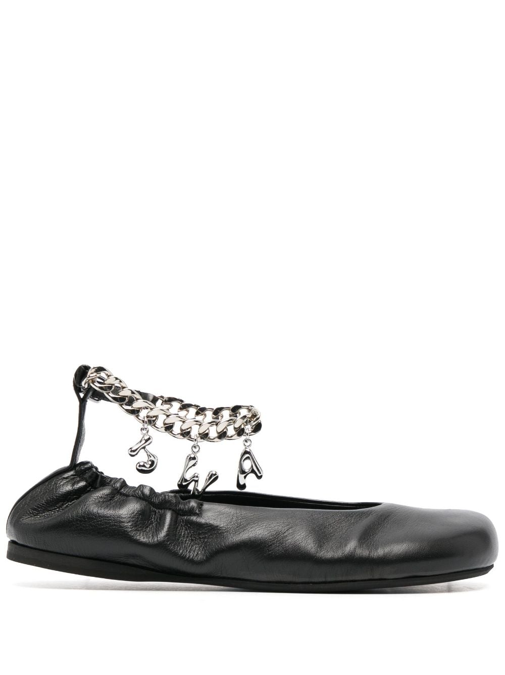 JW Anderson logo-charm leather ballerina shoes - Black von JW Anderson