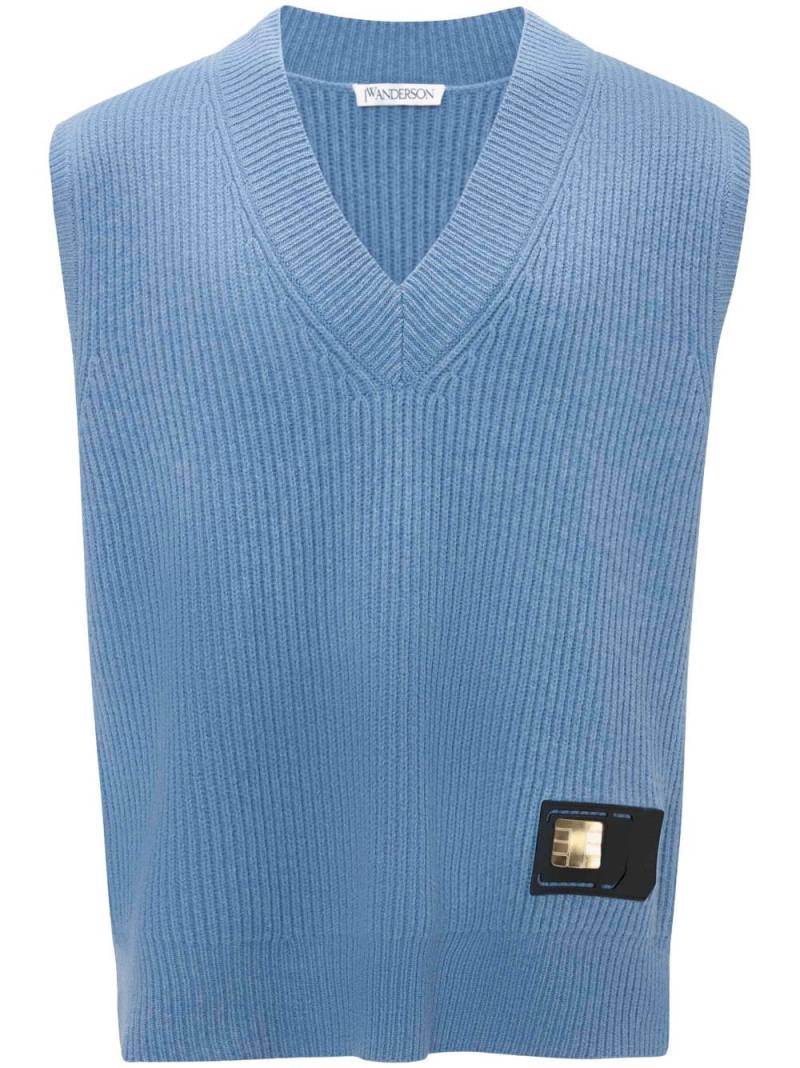 JW Anderson logo-patch ribbed knit vest - Blue von JW Anderson