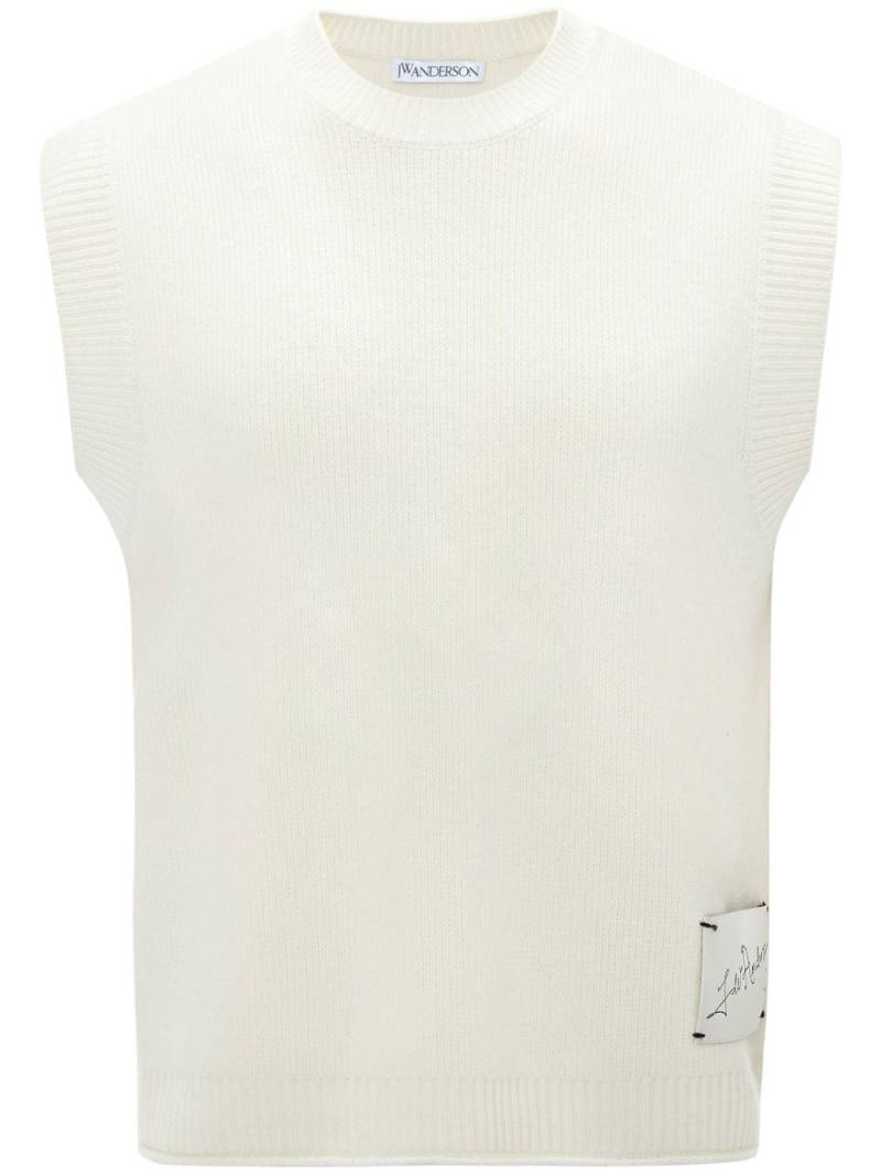 JW Anderson logo-patch sleeveless jumper - White von JW Anderson