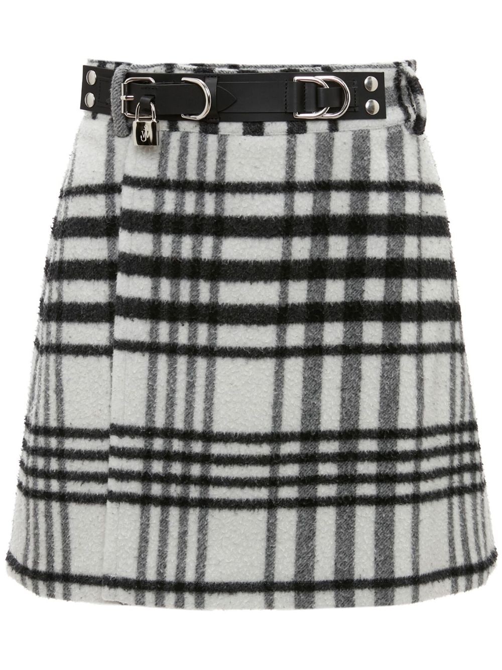 JW Anderson plaid-check brushed A-line skirt - White von JW Anderson