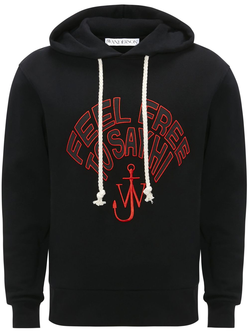 JW Anderson slogan-embroidered cotton hoodie - Black von JW Anderson