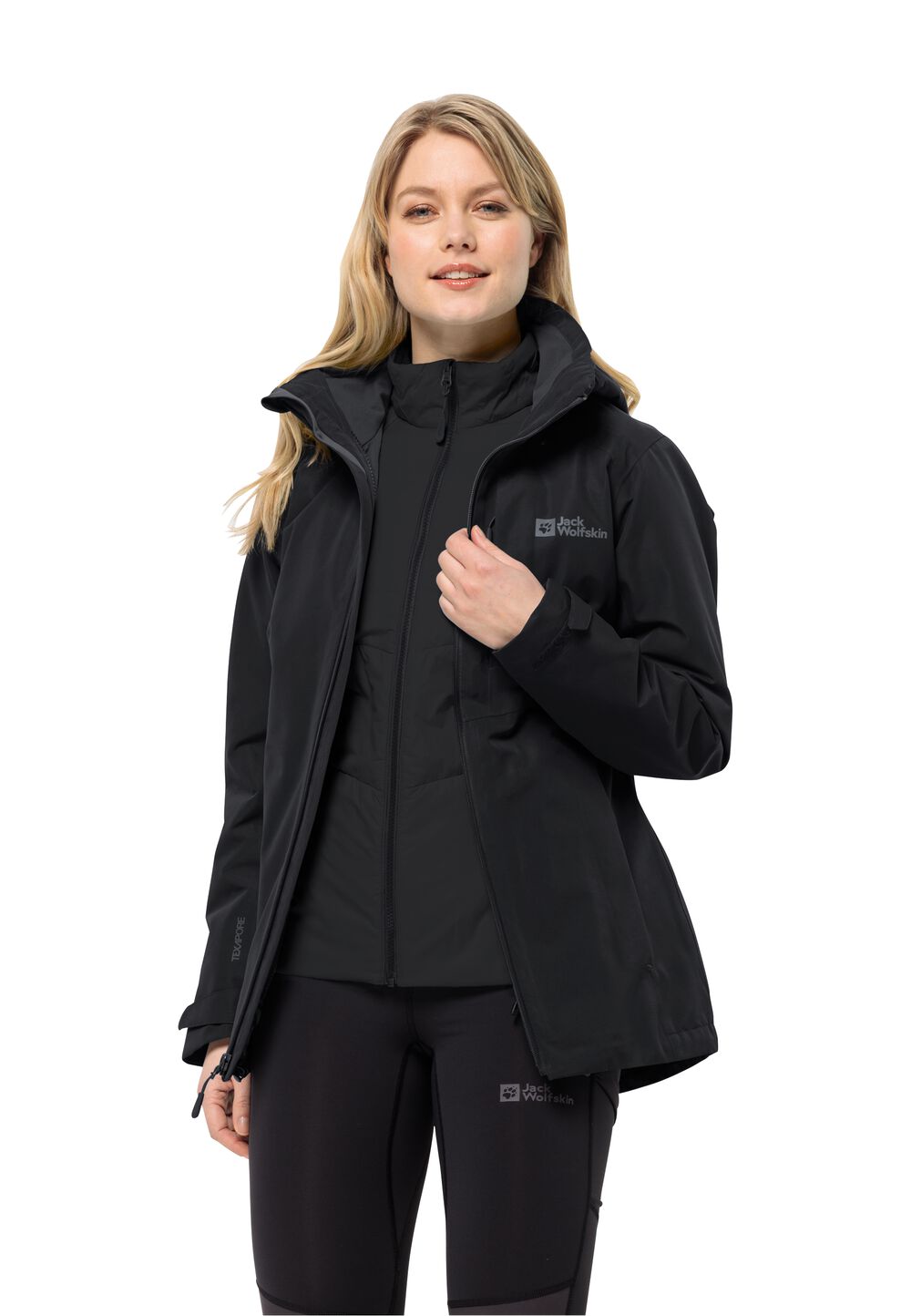 Jack Wolfskin 3 in 1 Jacke Damen Bergland 3in1 Jacket Women XS schwarz black von Jack Wolfskin