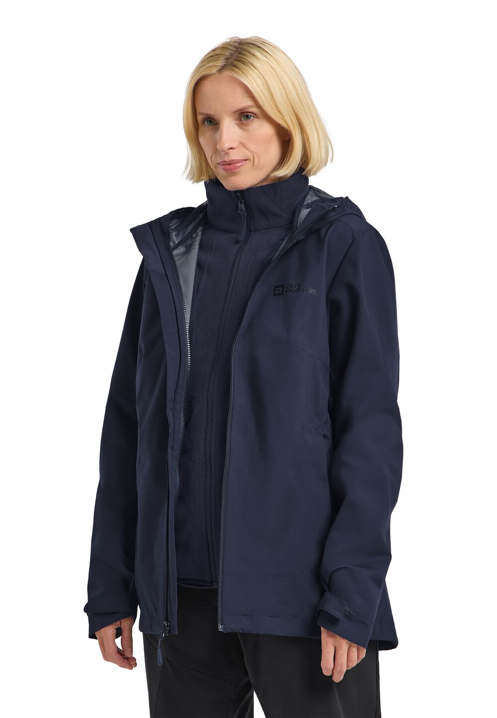 Jack Wolfskin Moonrise 3in1 Jacket Women M blau night blue von Jack Wolfskin