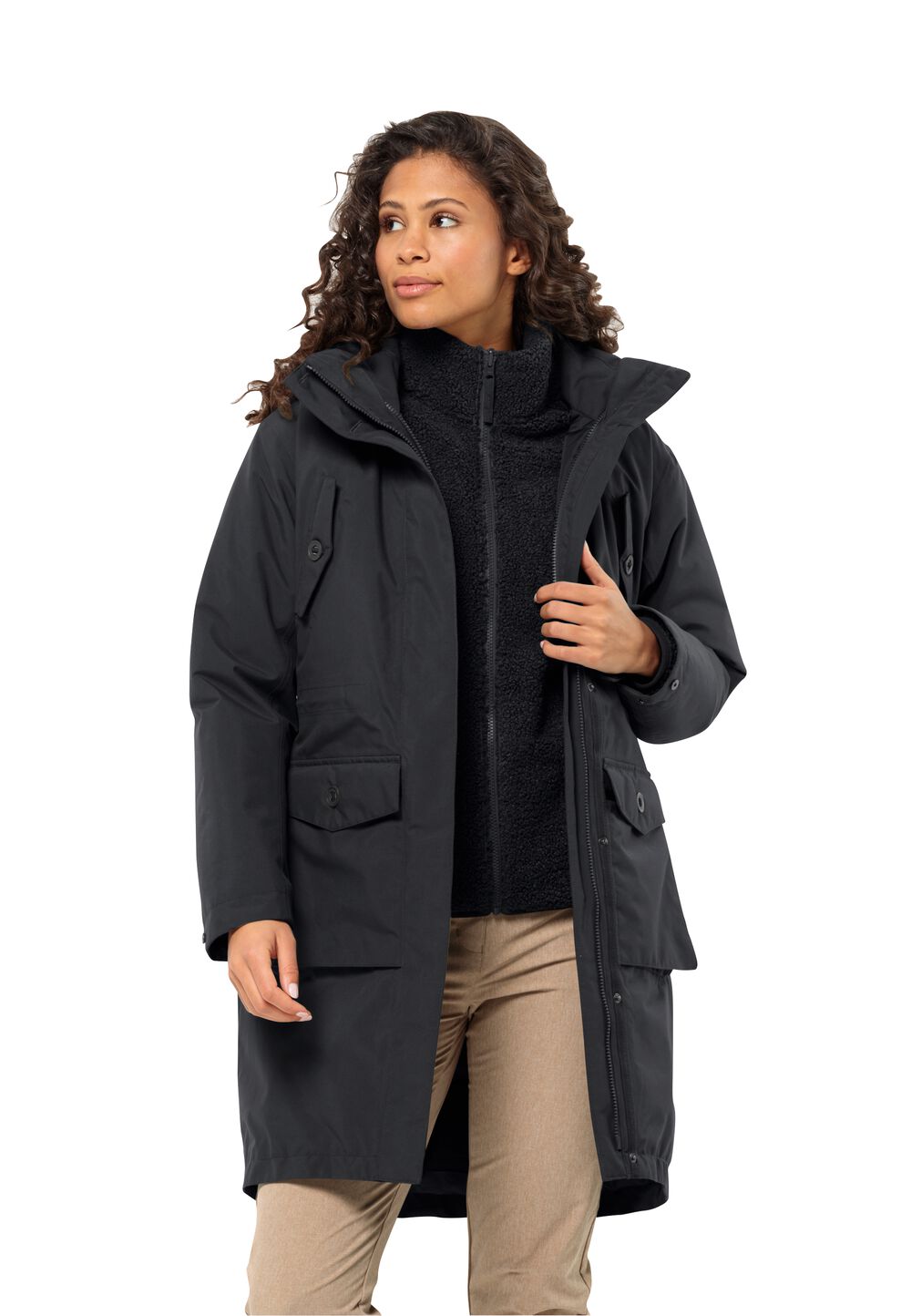 Jack Wolfskin 3 in 1 Mantel Damen Eiswald 3in1 Parka Women XXL schwarz black von Jack Wolfskin