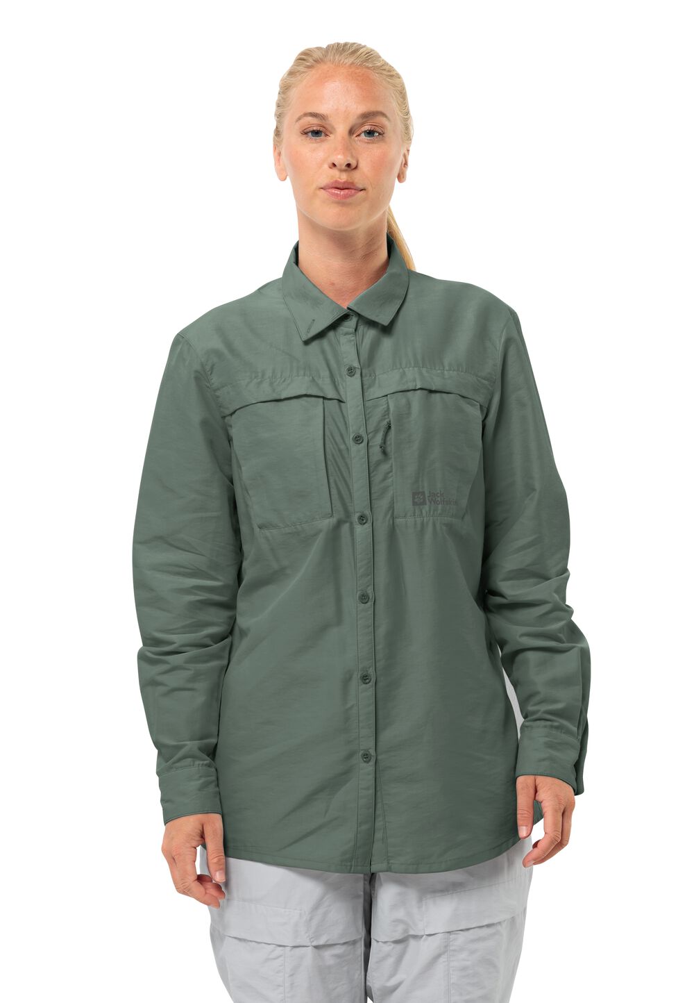 Jack Wolfskin Bluse Mit Mückenschutz Damen Barrier L/S Shirt Women S hedge green hedge green von Jack Wolfskin