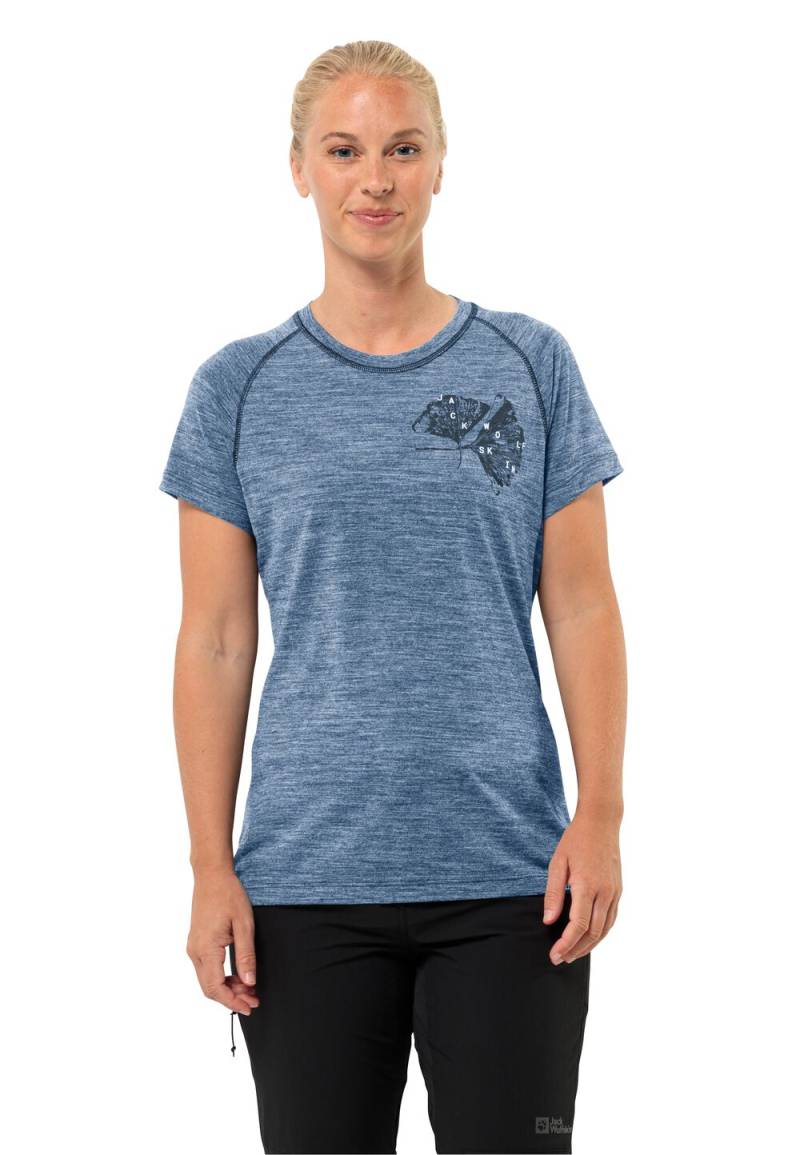 Jack Wolfskin Damen T-Shirt aus Merinowolle Kammweg Graphic S|S Women XS elemental blue Elemental Blue von Jack Wolfskin