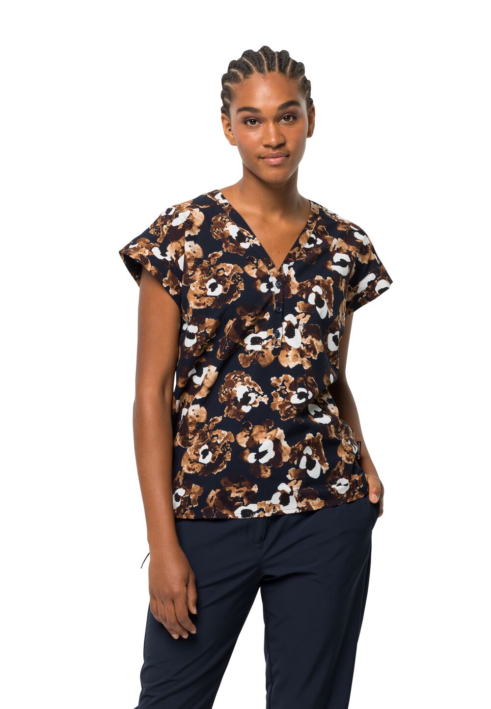 Jack Wolfskin Damen T-shirt Flower Shirt Women M blau night blue all over von Jack Wolfskin