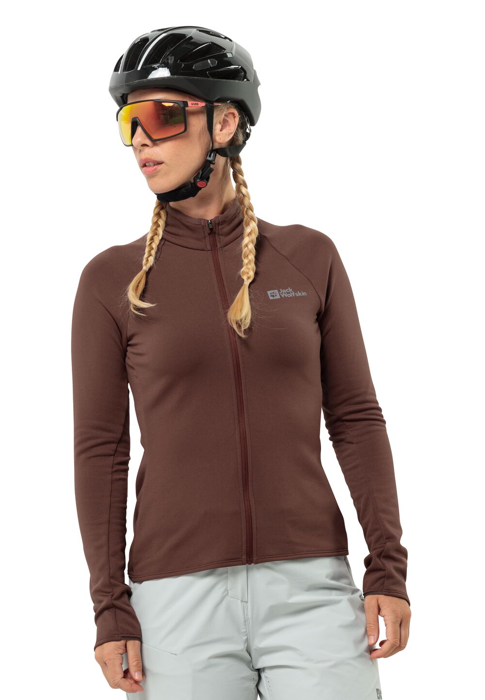 Jack Wolfskin Fahrrad-Fleecejacke Damen Gravex Thermo FZ Women L braun dark rust von Jack Wolfskin