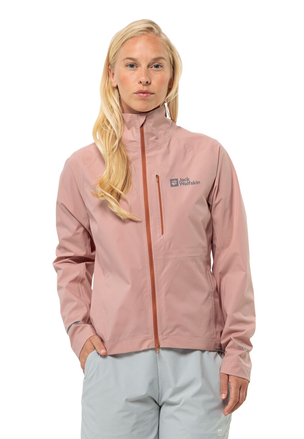 Jack Wolfskin Fahrrad-Regenjacke Damen Gravex 2.5L Jacket Women L braun rose dawn von Jack Wolfskin