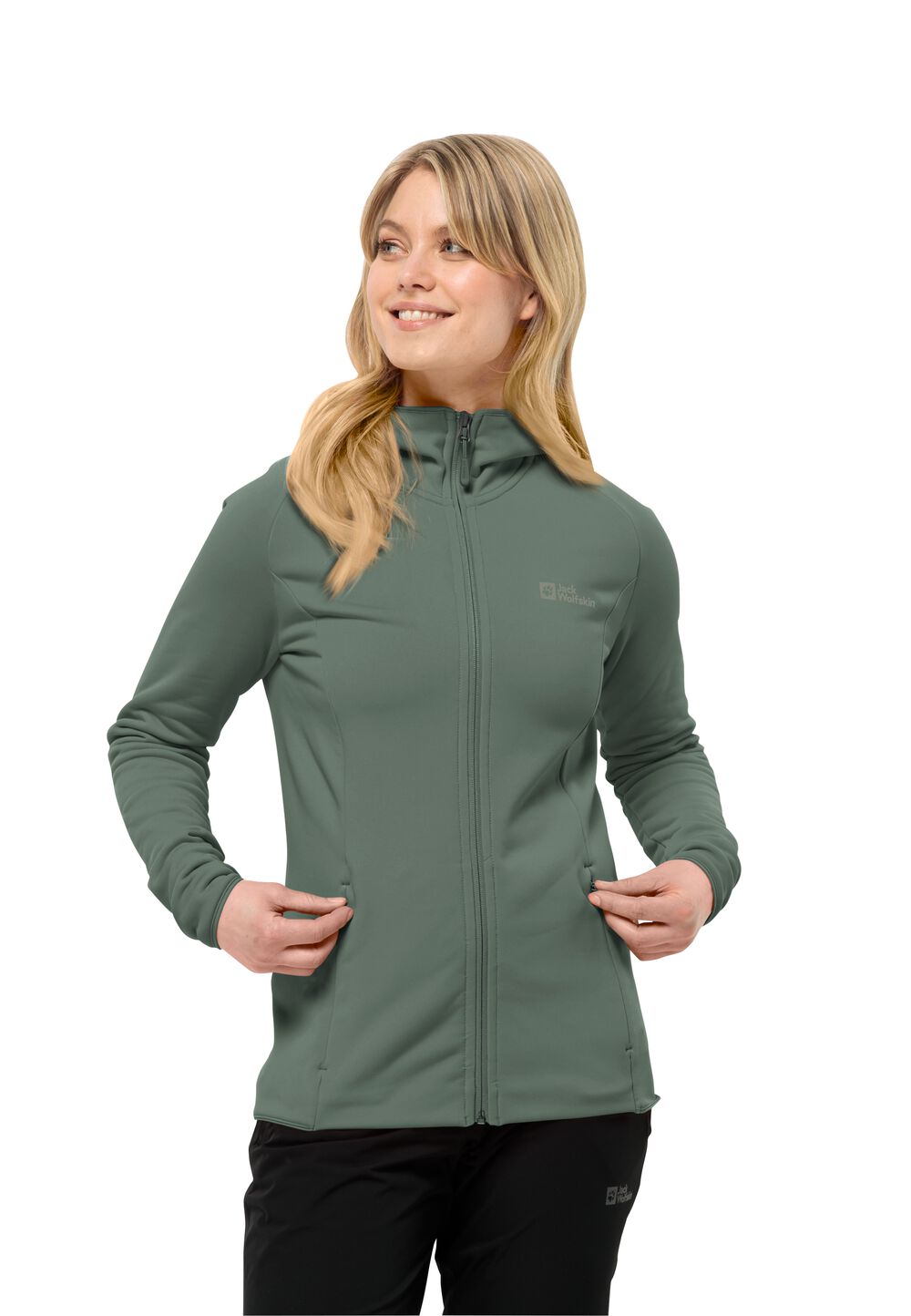 Jack Wolfskin Fleecejacke Damen Baiselberg Hooded FZ Women L hedge green hedge green von Jack Wolfskin