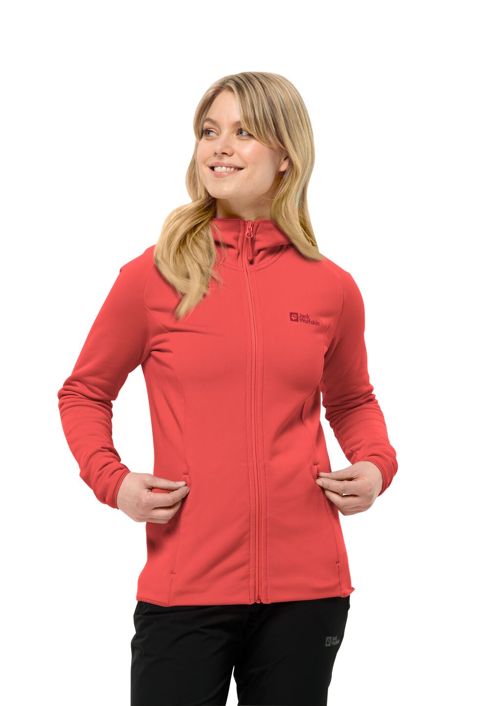 Jack Wolfskin Fleecejacke Damen Baiselberg Hooded FZ Women L vibrant red Vibrant Red von Jack Wolfskin