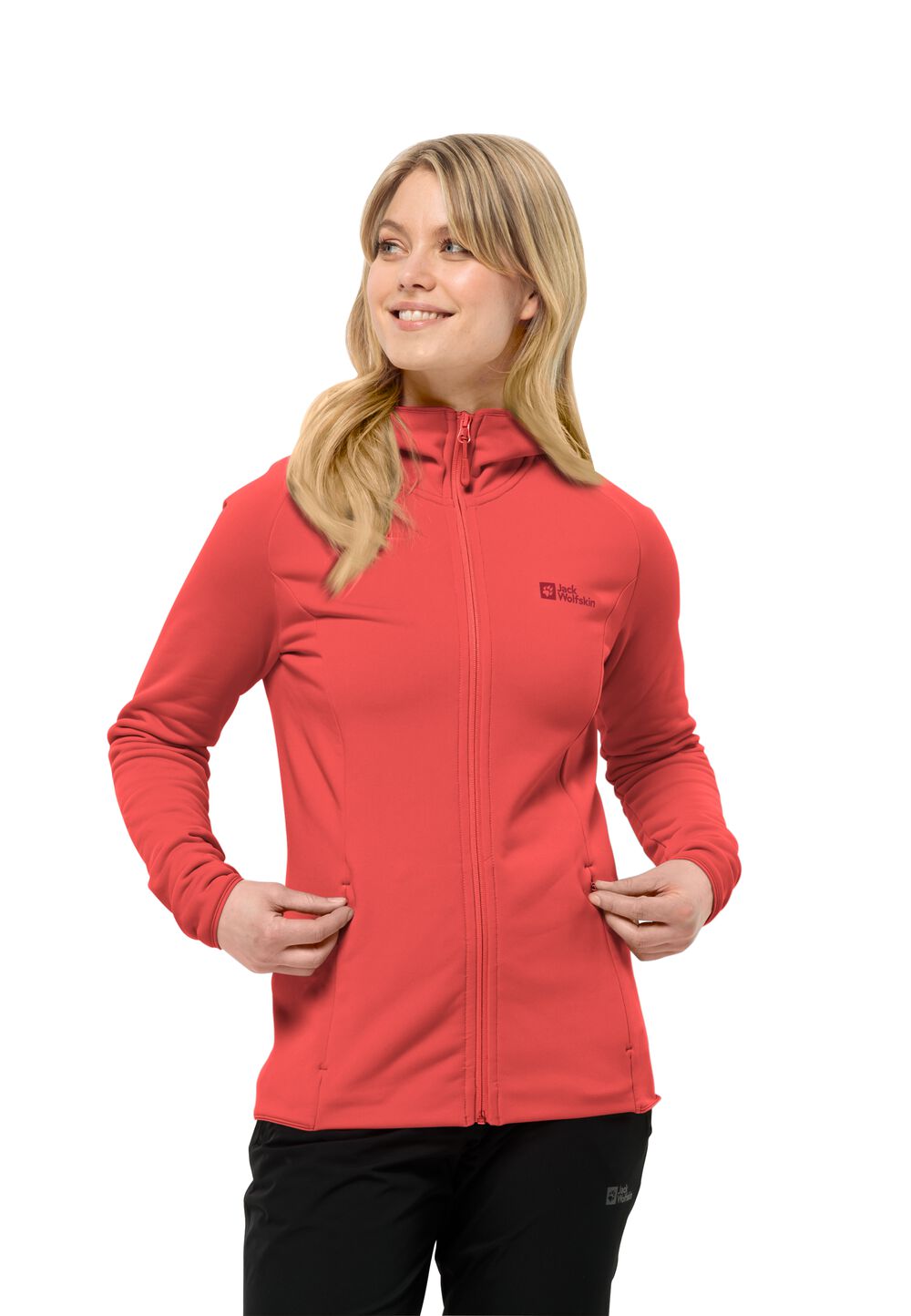 Jack Wolfskin Fleecejacke Damen Baiselberg Hooded FZ Women XXL rot vibrant red von Jack Wolfskin