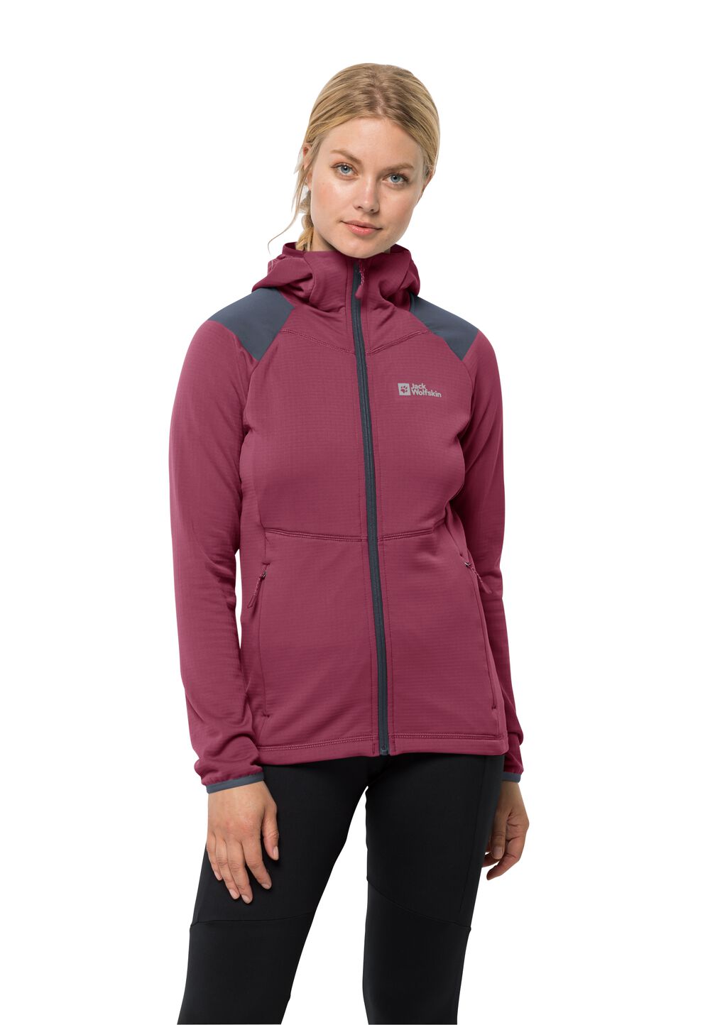 Jack Wolfskin Fleecejacke Damen Kolbenberg Hooded FZ Women S sangria red sangria red von Jack Wolfskin