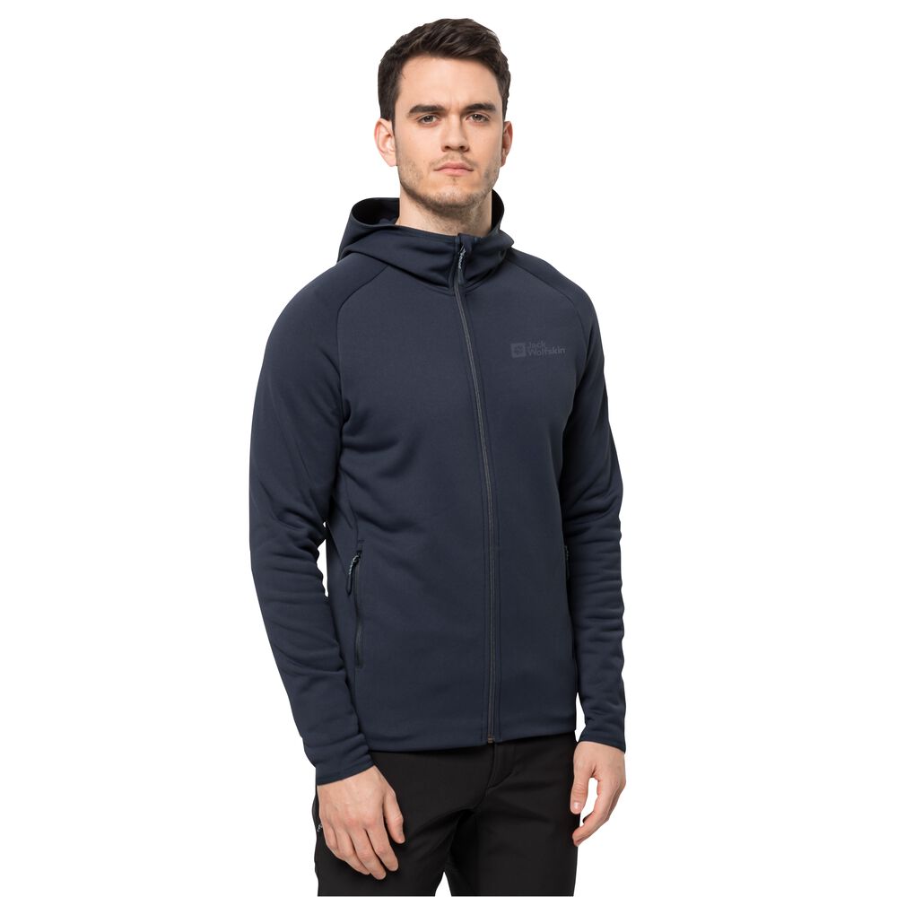 Jack Wolfskin Fleecejacke Herren Baiselberg Hooded FZ Men L blau night blue von Jack Wolfskin