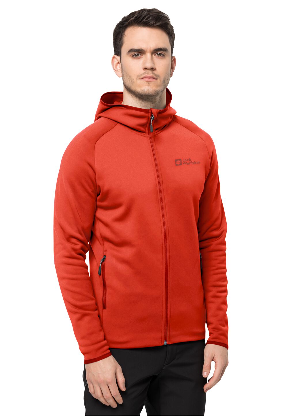 Jack Wolfskin Fleecejacke Herren Baiselberg Hooded FZ Men L rot strong red von Jack Wolfskin